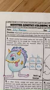 Genetics Punnett Square Monster Coloring Worksheet For Middle School S Video In 2020 Life Science Middle School Middle School Science Classroom Science Lessons Middle School