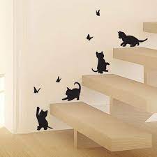 4pcs Cute Black Cats Wall Stickers Wall Painting Decor Staircase Decals Diy Wall Painting