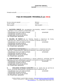 Modele de teste, documente si formulare editabile obligatorii in hr: Doc Fisa De Evaluare PersonalÄƒ An 2016 Tamara Lucas Academia Edu