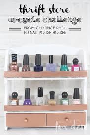 Free tutorial with pictures on how to make a storage unit in under 60 minutes by creating, constructing, embellishing miss_fit added nail polish holder to stands 30 mar 01:06. Diy Nail Polish Holder Thrift Store Upcycle Monthly Challenge