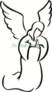 Black And White Angel Wings Clip Art Angel Praying Wall Sticker Vinyl Decal Angel Wings Clip Art Angel Clipart Angel Drawing