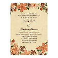 Retro Rust Orange Flowers Catholic Wedding Invitation Zazzle Com Catholic Wedding Invitation Wording Catholic Wedding Invitations Wedding Invitation Wording