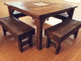 Square Farmhouse Table And 4 Benches Local Nc By Mattesonwoodworks Square Farmhouse Table Farmhouse Table Square Kitchen Tables