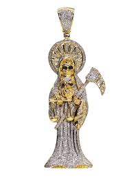 Choose from one of our signature designs of fine jewelry or have our experts craft you something truly one of a kind: Large Santa Muerte Diamond Pendant 14k Capri