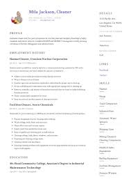 When you're entering the job market for the first time and creating a resume with no work. Industrial Cleaner Cv Example August 2021