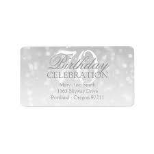 Address 70th Silver Bokeh Sparkle Lights Label Sparkle Birthday Labels Birthday Party Invitations