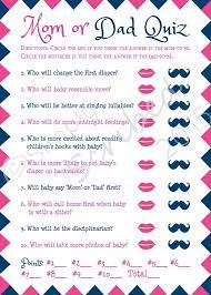 Baby shower decorating ideas don't have to be complicated. Printable Baby Shower Game Mom Or Dad Trivia Navy Blue And Hot Pink Lips And Mustache Baby Shower Printables Printable Baby Shower Games Baby Boy Shower