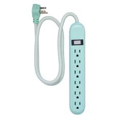Cordinate 6 Outlet Surge Protector Power Strip With 3 Ft Braided Extension Cord Decorative Mint Mint Gree In 2020 Surge Protector Braids With Extensions Power Strip
