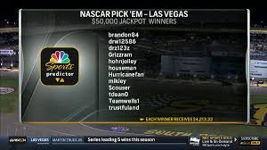 Join us weekly for your chance to win huge cash prizes. Nbc Sports Edge Betting On Twitter This Is Why You Should Play Nbcsports Predictor Twelve Different Winners Split A 50 000 Jackpot Getting 4 213 33 Each After Getting Perfect Scores In Nascaronnbc Pick Em