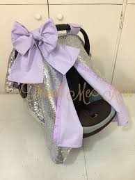 Lux Silver Sequin Lavender Car Seat Canopy Etsy Baby Girl Car Seats Lavender Car Baby Cover