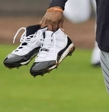 Black And Gold Baseball Cleats Youth Cc Sabathia With The Rare Jordan 11 Concord Baseball Cleats Baseball Cleats Cleats Baseball