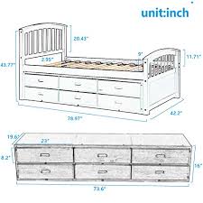 Update your bedroom with this sleek panel bed with a storage footboard with two drawers and two under bed storage drawers on each side this item has been tagged as: Storage Bed Frame Twin With 6 Drawers Julyfox Oak Pine Wood Bed Platform With Headboard Footboard