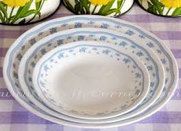 The new sets come with clunky stoneware mugs. Corelle Morning Blue Plates Three Sizes Corelle Patterns Corelle Dishes Pattern Corelle Dishes