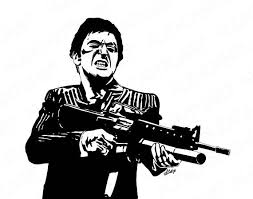 Black And White Scarface Sketch Pin Di My Etsy Drawings