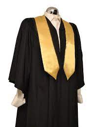 Finely Detailed Flat Peat Gown Black With Gold Honour Stole Gowns Academic Gown Graduation Stole
