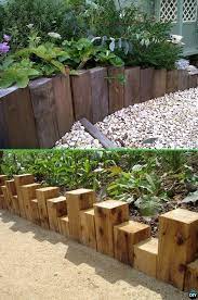 Wood Block Garden Edging 20 Creative Garden Bed Edging Ideas Projects Instructions Backyard Landscaping Designs Wood Garden Edging Garden In The Woods