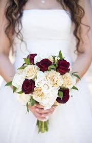 Small Round Bridal Bouquet Made Of White Yellow Red Roses Brushfire Photography Villasiena C Floral Arrangements Wedding Burgundy Bouquet Bridal Bouquet