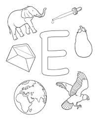 Beginning letter coloring, small sentence to read and sticker box included. Coloring E Is For Worksheet Education Com