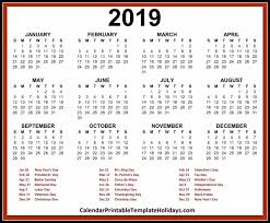 2019 Calendar Template Https Www Calendarprintabletemplateholidays Com