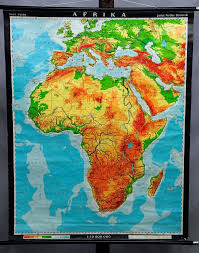 Africa Vintage Decoration Item Rollable School Map Wall Chart Poster Print