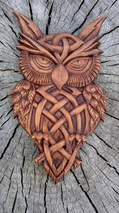 Wooden Owl Wood Carving Wood Wall Decor Celtic Owl Hand Carved Etsy In 2020 Wooden Owl Wood Carving Art Celtic Owl