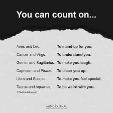 The best way to cheer up each zodiac sign when they are sad. Zodiac Signs And What They Can Be Counted On