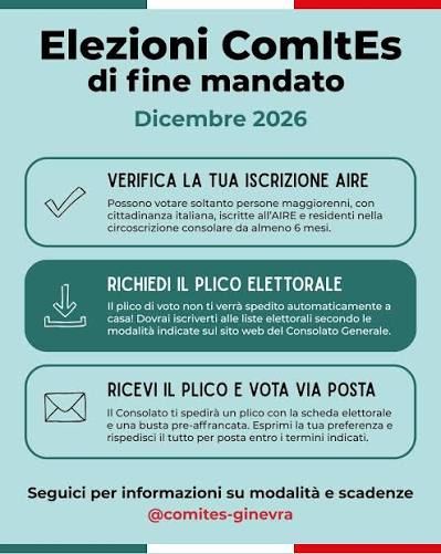 🇮🇹 🗳 Il 4 dicembre 2026 si vota per il rinnovo dei Comites, i Comitati degli Italiani all'Estero. 🇮🇹 🗳 ➡ 𝗖𝗼𝘀𝗮 𝘀𝗼𝗻𝗼 𝗶 𝗖𝗼𝗺𝗶𝘁𝗲𝘀? I Comites sono organismi eletti che rappresentano