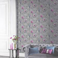 Arthouse Birds Of Paradise Vinyl Wallpaper Arthouse Fantasia Paradise Garden Wallpaper Silver 692403 Silver Wallpaper Silver Glitter Wallpaper Home Art