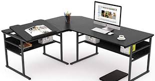 Amazon Com Tribesigns Modern L Shaped Desk With Bookshelf 67 Double Corner Computer Office Desk Workstation Draftin L Shaped Desk Modern L Shaped Desk Desk