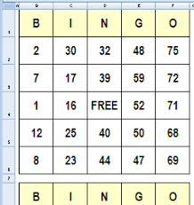 A piece of heavy paper imprinted by using a picture and accustomed to send a message or greeting; Create Bingo Cards In Excel Contextures Blog