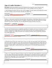 Types of conflict worksheet 1. Types Of Conflict Worksheet 1 Docx Name Types Of Conflict Worksheet 1 Directions Read The Description Of The Story Determine The Protagonist Central Course Hero
