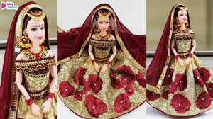 Learn how to decorate your desk today! Barbie Doll Lehenga Making How To Decorate Indian Barbie Doll In Bridal Dress Jewellery Youtube