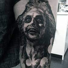 Colour realism beetlejuice tattoo by @paulackertattoo. 50 Beetlejuice Tattoo Designs For Men Movie Ink Ideas