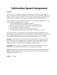 Need to make outlines for any kind of purpose? Informative Speech Assignment