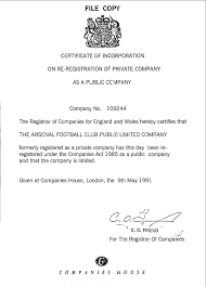 The company house web formation services are designed for especially for small business users and sme. Arsenal Fc Companies House