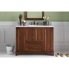 This tub surround was designed to have hidden storage for towels, rubber ducks, and extra soaps and bath beads. Ronbow Milano 48 Inch Bathroom Vanity Cabinet Base In Colonial Cherry Best Pricing