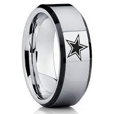 Tungsten Carbide Ring Football Inspired Ring Dallas Ring Tungsten Wedding Band Stelle Prodotto