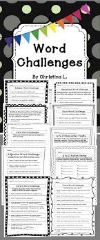 Word Challenges Fun Worksheets For The Ela Classroom Word Challenge Verb Words Words