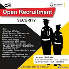 Kembali lagi info lowongan kerja terbaru kami bagikan, dan dalam postingan kali ini datang dari red guard security, perusahaan swasta nasional yang bergerak dalam bidang penyedia pengamanan dari mulai satpam, jasa kawal angkat uang dan barang berharga, jasa pendidikan & latihan pengamanan. Lowongan Kerja Smk Posisi Security Maret 2021