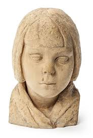 Ceramic Female Bust Sculpture, Studio Pottery Figures by Hilda Bourgeois  Daly Chicago Artist