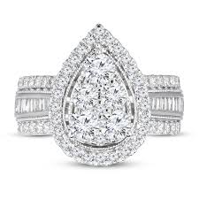 Say i do with our gorgeous selection of wedding bands and wedding rings. Pear Shaped Diamond Engagement Ring 2 Cts Tw Round Baguette 10k Whte Gold Kay