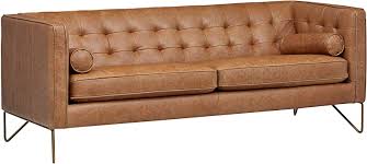 Tufted couches & sofas by price. Amazon Com Amazon Brand Rivet Brooke Contemporary Mid Century Modern Tufted Leather Sofa Couch 82 W Cognac Home Kitchen