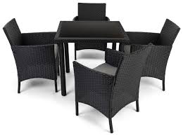 Maybe you would like to learn more about one of these? 5 Piece Rattan Outdoor Dining Set Black Tempered Glass Table