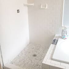 Hex tile floor subway tile wall. Pin On Enid Bathroom