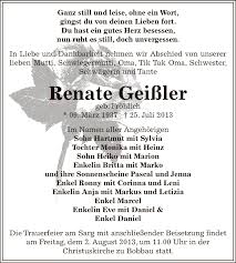 Die flagellanten oder geißler waren eine christliche laienbewegung im 13. Traueranzeigen Von Renate Geissler Www Abschied Nehmen De