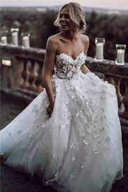 Strapless Sweetheart Casual Barn Wedding Dresses Farm Wedding Gowns With Handmade Flowers Barn Wedding Dress Online Wedding Dress Wedding Dresses