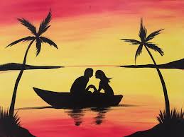 Thumbnail Image 1 Canvas Art Painting Sunset Painting Romantic Sunset Painting
