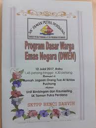 Matlamat dasar warga emas negara adalah mendayaupayakan individu, keluarga dan masyarakat dengan menyediakan perkhidmatan mesra warga emas yang cekap dan berkesan serta membangunkan persekitaran yang membantu warga emas hidup sejahtera. Bimbingan Kaunseling Sekolah Kebangsaan Taman Putra Perdana Program Dasar Warga Emas Negara Dwen