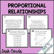 A ratio is one thing or value compared with or related to another thing or value; Proportional Relationships Task Cards Activity By Free To Discover
