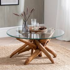 4.5 out of 5 stars. Wooden Coffee Table With Round Glass Homesdirect365